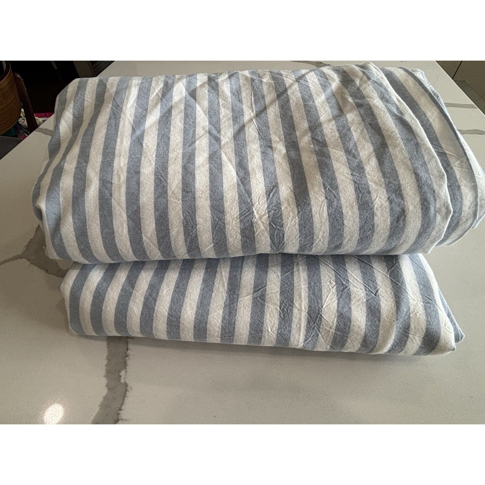 MooMee Cornflower Blue/Wht DUVET 100% Washed Cotton Soft Linen-Like QUEEN 90x90"